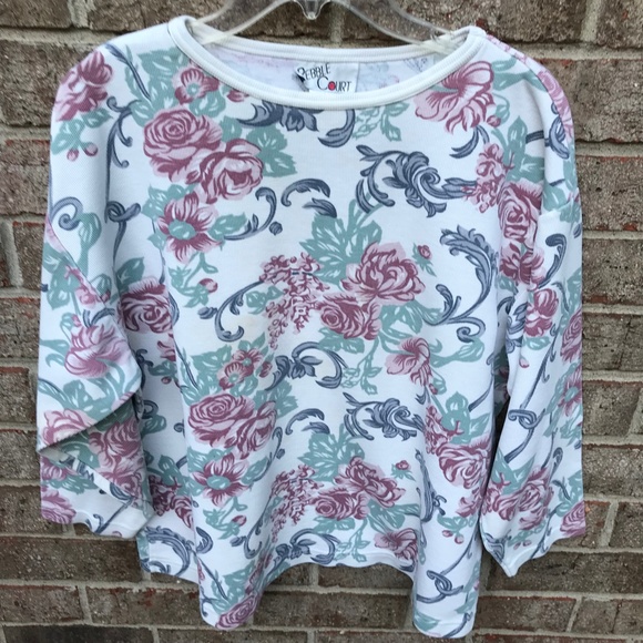 80's Vintage PEBBLE COURT Floral Pullover | L - Picture 8 of 11